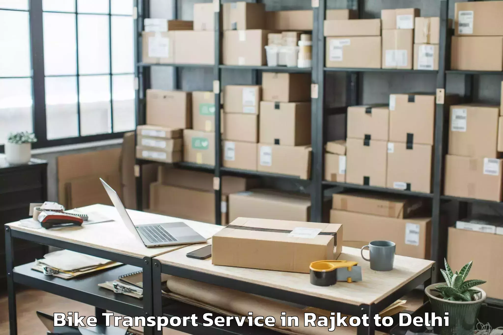 Quality Rajkot to Pitampura Bike Transport